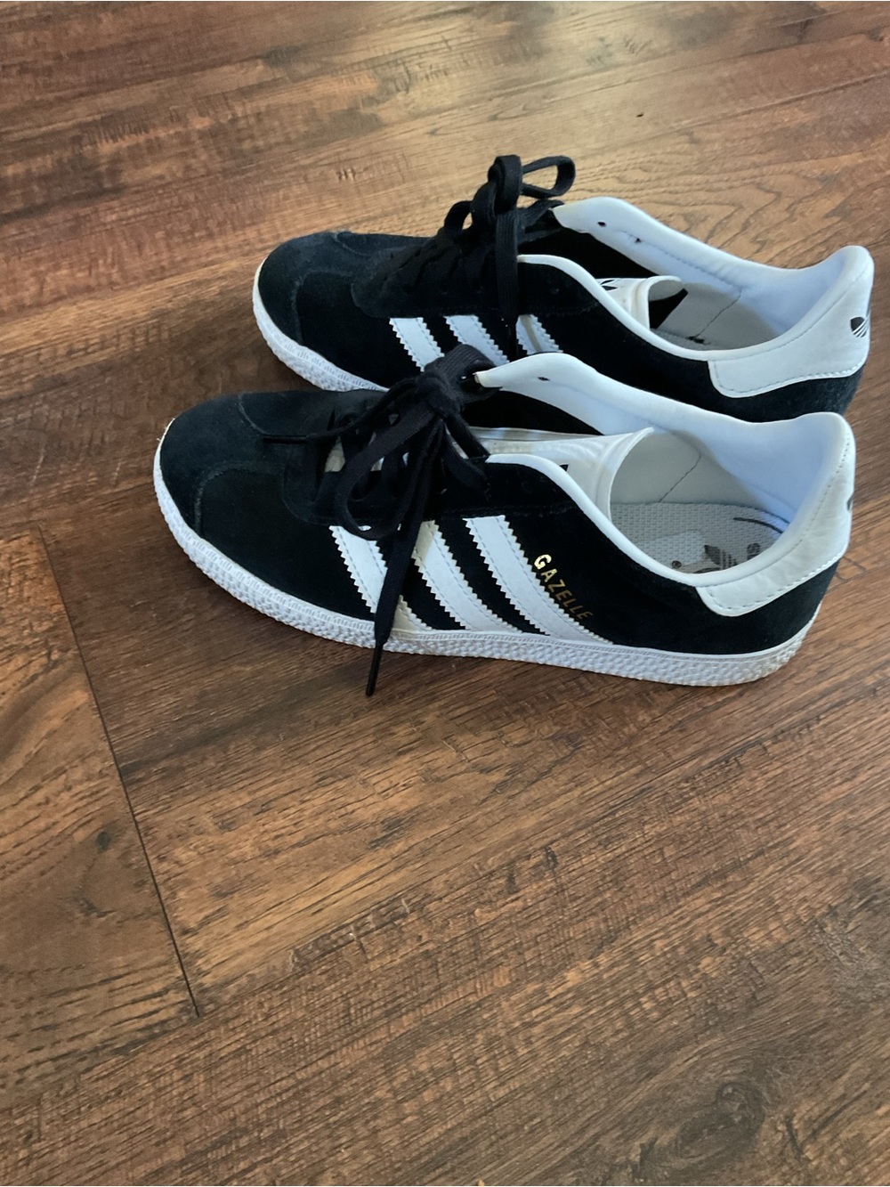adidas Kids Gazelle Black with White Stripes Sneakers